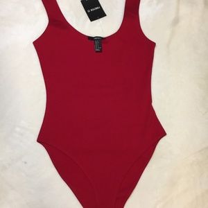 New Red Stretchy Bodysuit Size Small - Tall Fit